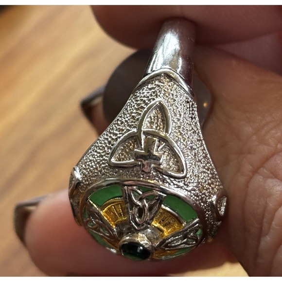 Two Tone 925 Sterling Silver Celtic Cross Ring / Size 11 - Picture 4 of 10